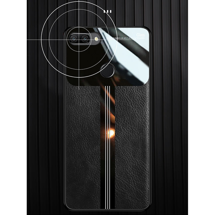 For Huawei Honor 9i Leather Texture PU + Glass + TPU Shockproof Protective Case