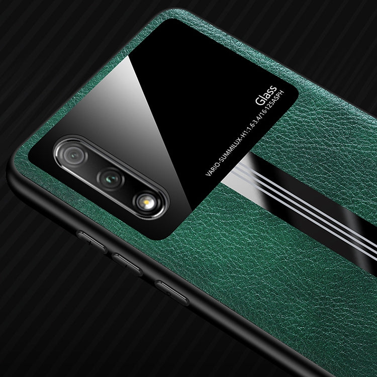 For Huawei Honor 9X / 9X Pro Leather Texture PU + Glass + TPU Shockproof Protective Case