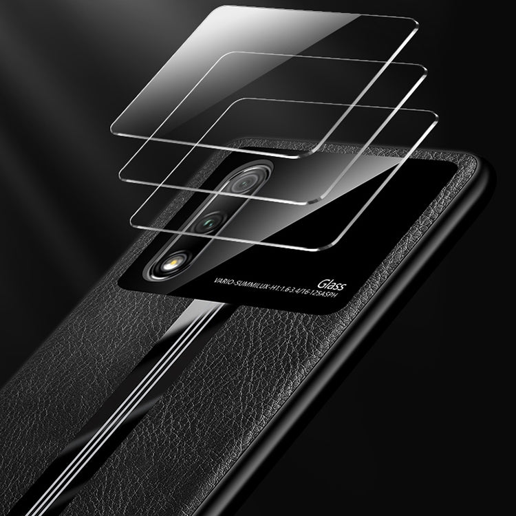 For Huawei Honor 9X / 9X Pro Leather Texture PU + Glass + TPU Shockproof Protective Case