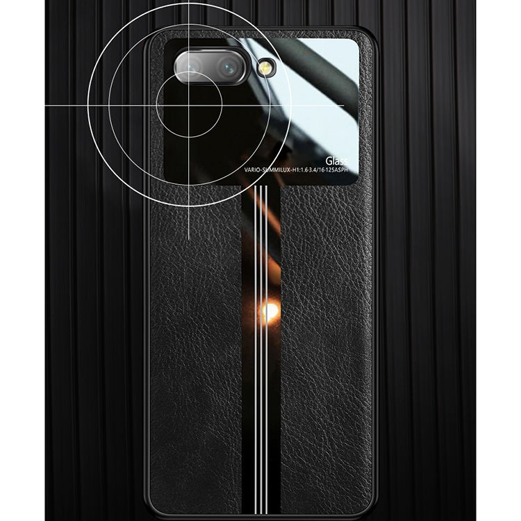 For Huawei Honor 10 Leather Texture PU + Glass + TPU Shockproof Protective Case