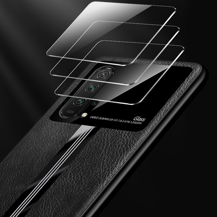 For Huawei Honor 20 Pro Leather Texture PU + Glass + TPU Shockproof Protective Case
