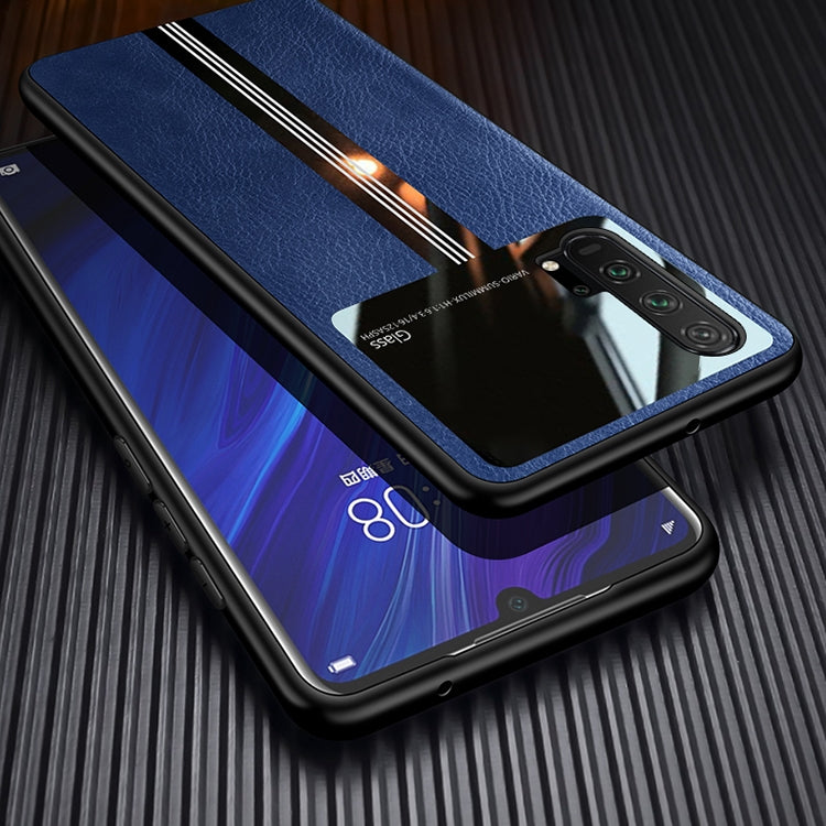 For Huawei Honor 20 Pro Leather Texture PU + Glass + TPU Shockproof Protective Case
