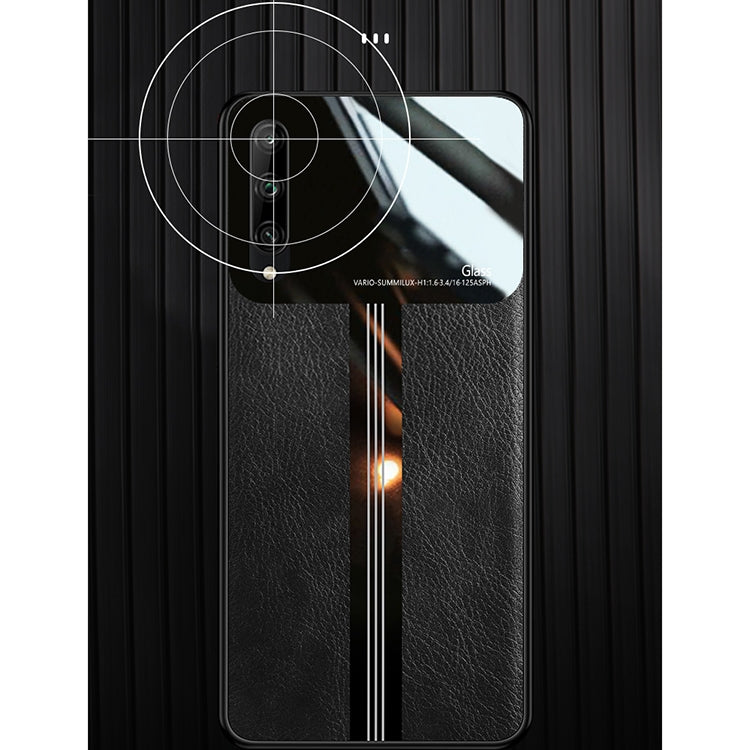 For Huawei Honor play 3 Leather Texture PU + Glass + TPU Shockproof Protective Case