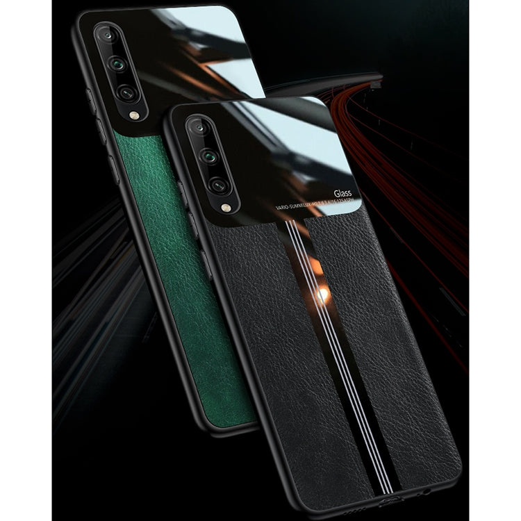 For Huawei Honor play 3 Leather Texture PU + Glass + TPU Shockproof Protective Case