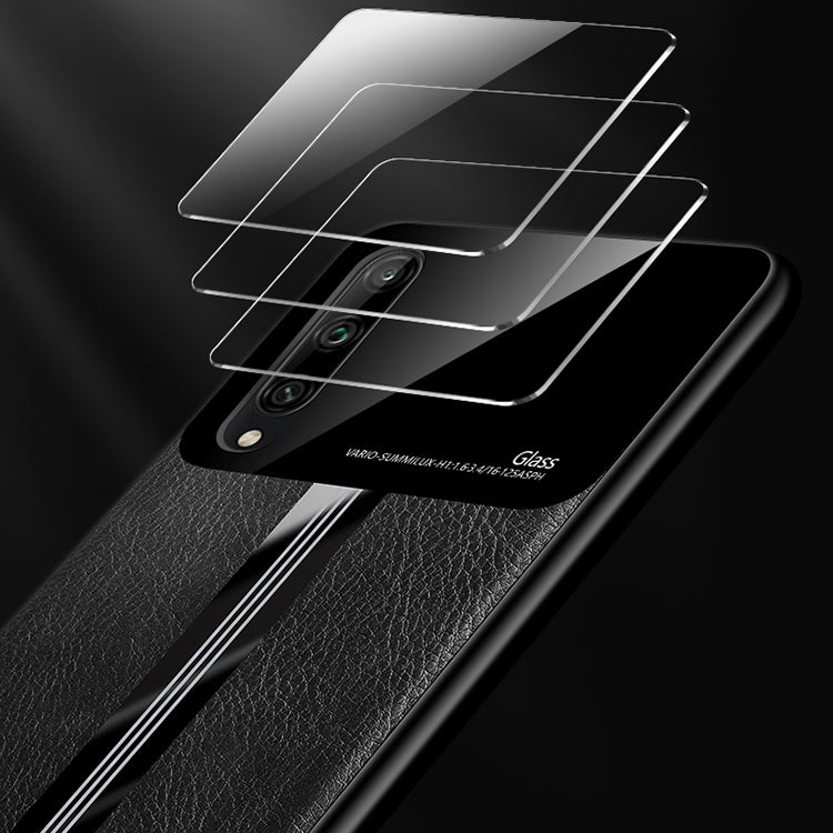 For Huawei Honor play 3 Leather Texture PU + Glass + TPU Shockproof Protective Case