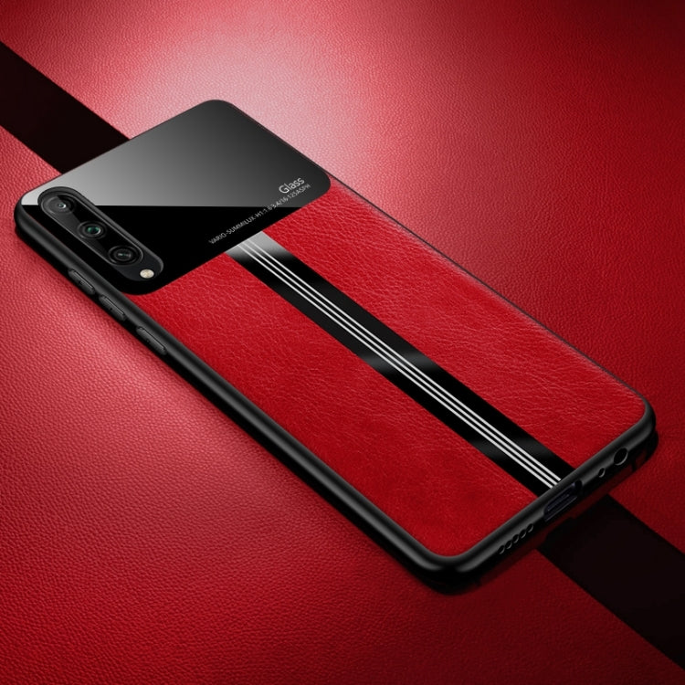 For Huawei Honor play 3 Leather Texture PU + Glass + TPU Shockproof Protective Case