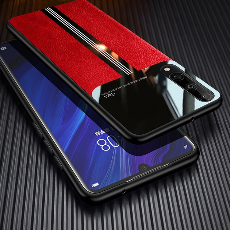 For Huawei Honor play 3 Leather Texture PU + Glass + TPU Shockproof Protective Case