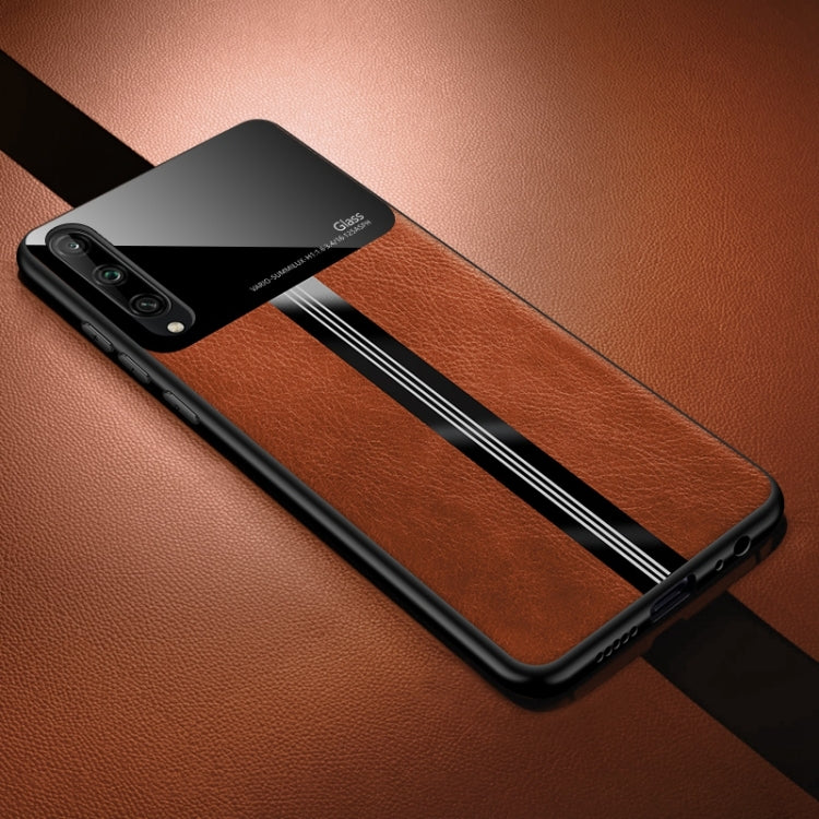 For Huawei Honor play 3 Leather Texture PU + Glass + TPU Shockproof Protective Case