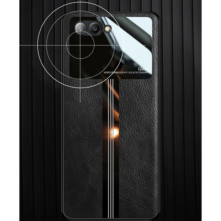 For Huawei Honor V10 Leather Texture PU + Glass + TPU Shockproof Protective Case