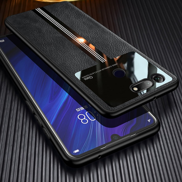 For Huawei Honor View 20 / Honor V20 Leather Texture PU + Glass + TPU Shockproof Protective Case