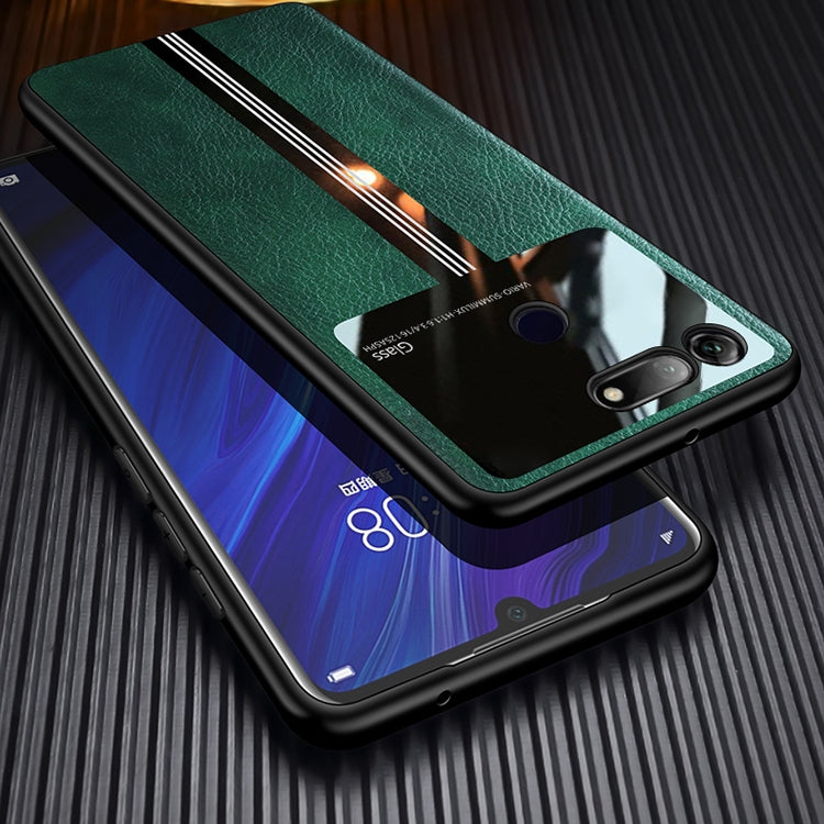 For Huawei Honor View 20 / Honor V20 Leather Texture PU + Glass + TPU Shockproof Protective Case