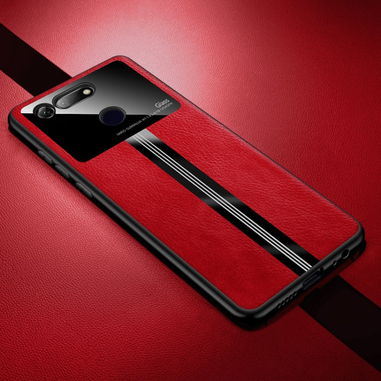 For Huawei Honor View 20 / Honor V20 Leather Texture PU + Glass + TPU Shockproof Protective Case