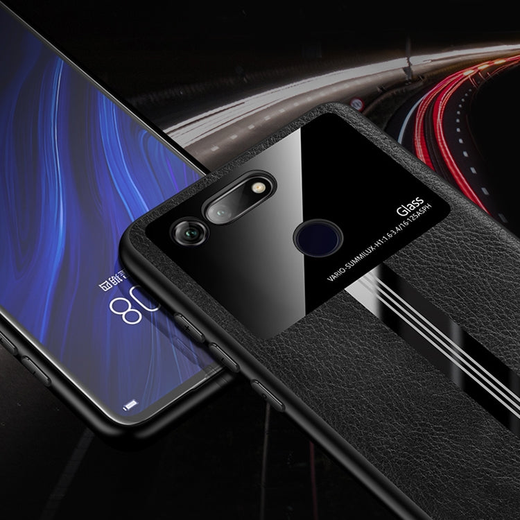 For Huawei Honor View 20 / Honor V20 Leather Texture PU + Glass + TPU Shockproof Protective Case