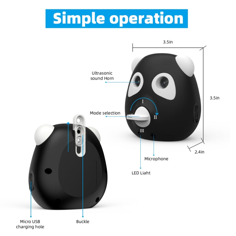 Outdoor Powerful Ultrasonic Bark Stopper Dog Training Device - Black