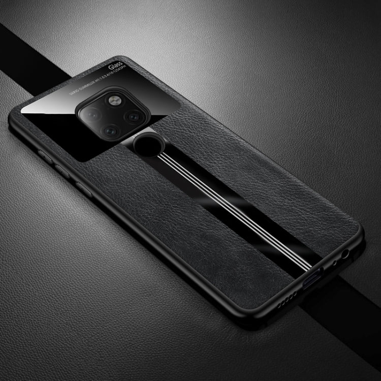 For Huawei Mate 20 Leather Texture PU + Glass + TPU Shockproof Protective Case