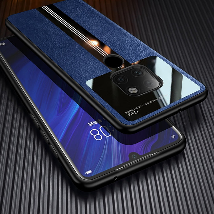 For Huawei Mate 20 Leather Texture PU + Glass + TPU Shockproof Protective Case