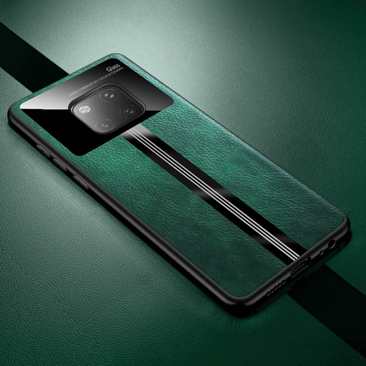 For Huawei Mate 20 Pro Leather Texture PU + Glass + TPU Shockproof Protective Case