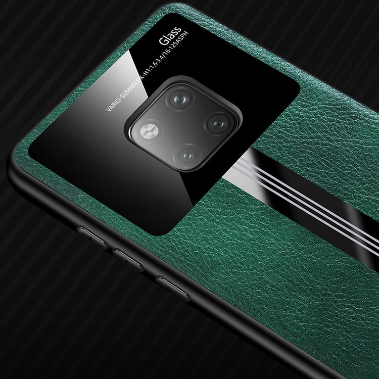 For Huawei Mate 20 Pro Leather Texture PU + Glass + TPU Shockproof Protective Case