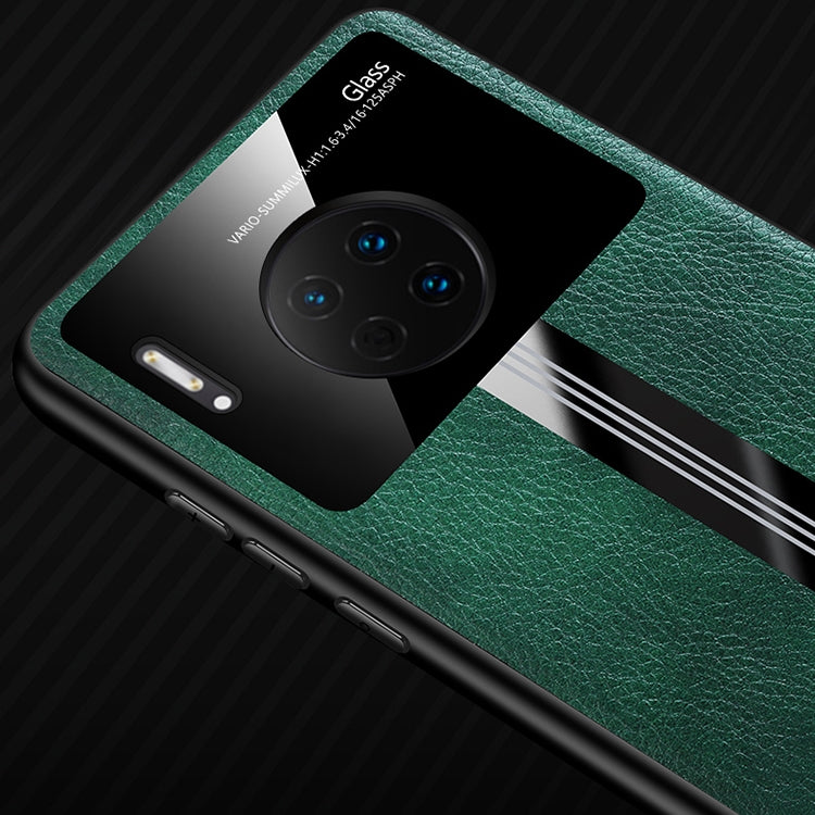 For Huawei Mate 30 Leather Texture PU + Glass + TPU Shockproof Protective Case