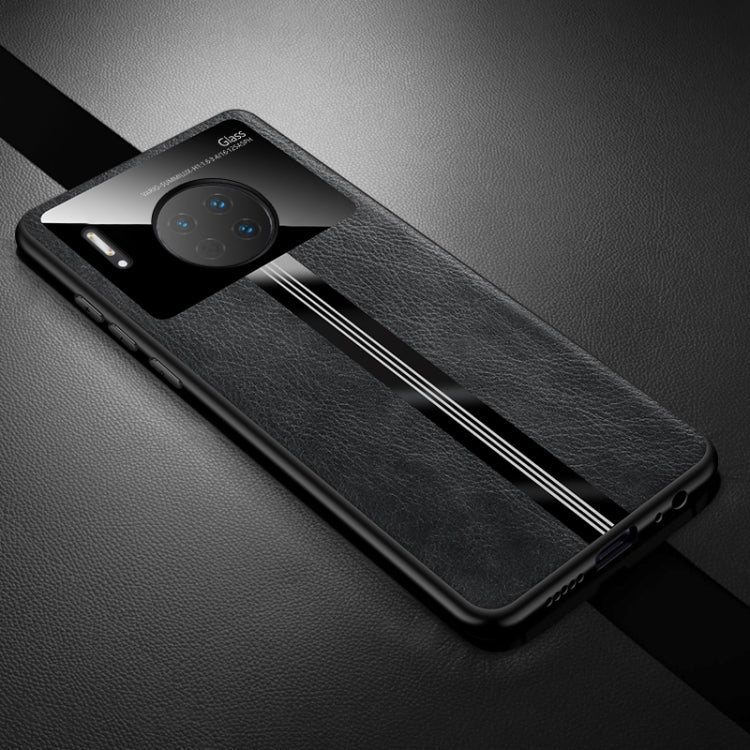 For Huawei Mate 30 Pro Leather Texture PU + Glass + TPU Shockproof Protective Case