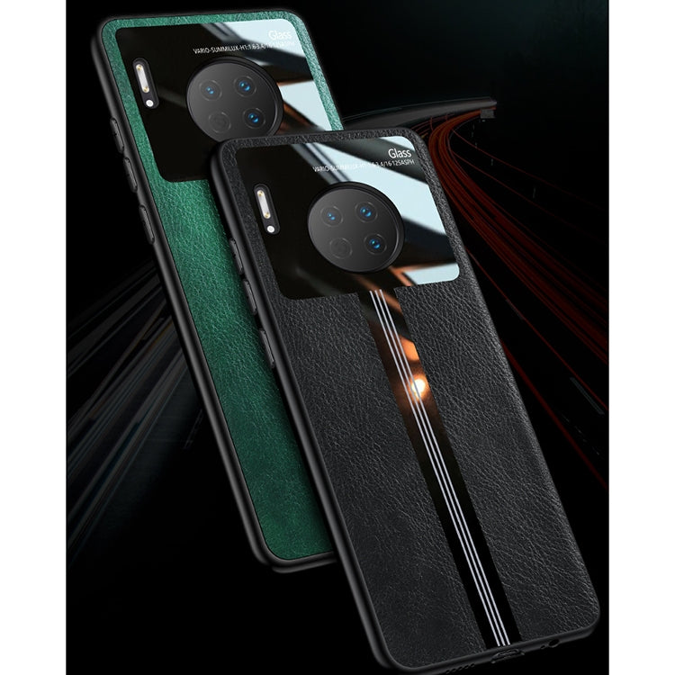 For Huawei Mate 30 Pro Leather Texture PU + Glass + TPU Shockproof Protective Case