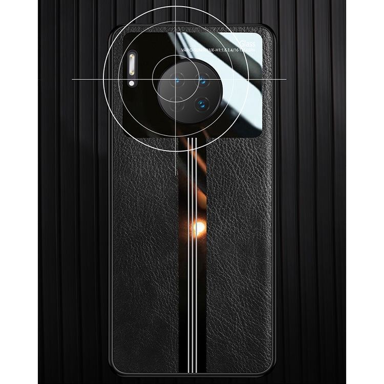 For Huawei Mate 30 Pro Leather Texture PU + Glass + TPU Shockproof Protective Case