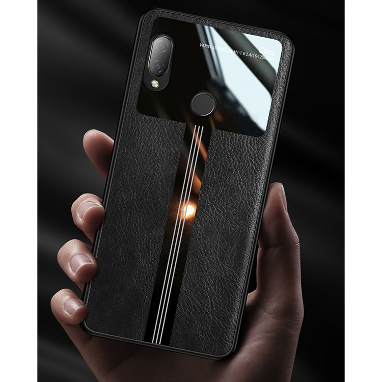 For Huawei Nova 3i Leather Texture PU + Glass + TPU Shockproof Protective Case