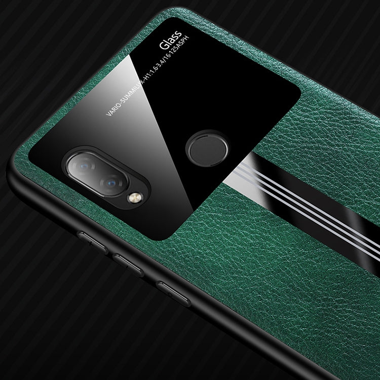 For Huawei Nova 3i Leather Texture PU + Glass + TPU Shockproof Protective Case