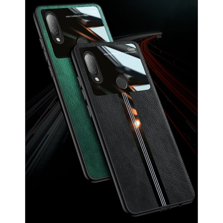 For Huawei Nova 3i Leather Texture PU + Glass + TPU Shockproof Protective Case