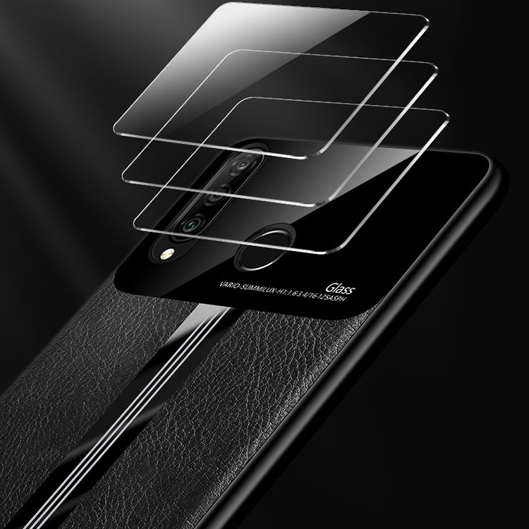 For Huawei Nova 4e Leather Texture PU + Glass + TPU Shockproof Protective Case