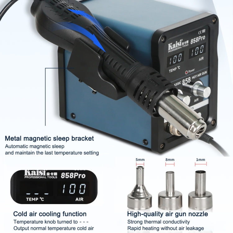 Kaisi 858Pro Smart Sleep Lead-free Digital Display Hot Air Gun Desoldering Station, Plug:EU Plug