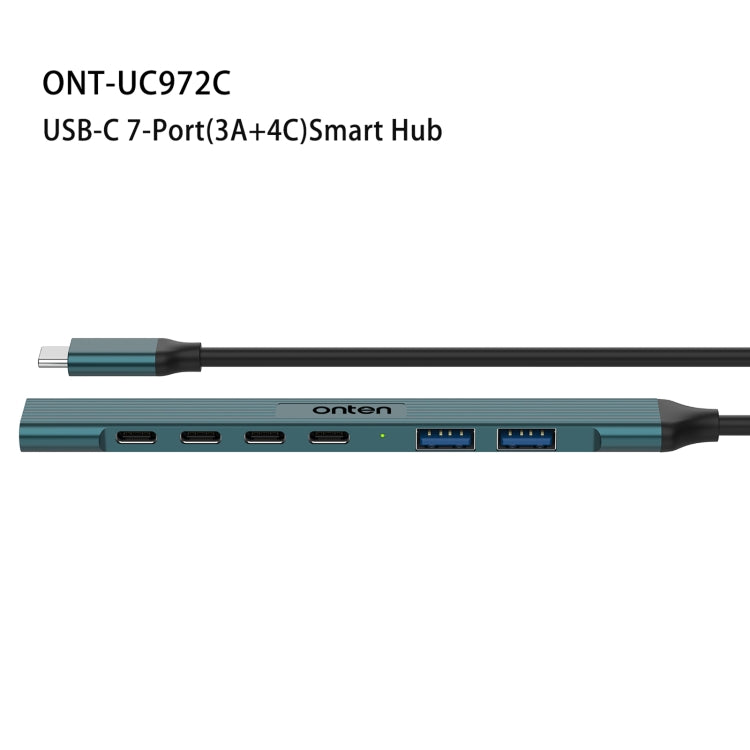 Onten UC972C 7 in 1 USB-C / Type-C to USB3.0 + USB2.0x2 + Type-Cx4 HUB Docking Station - Pine Green