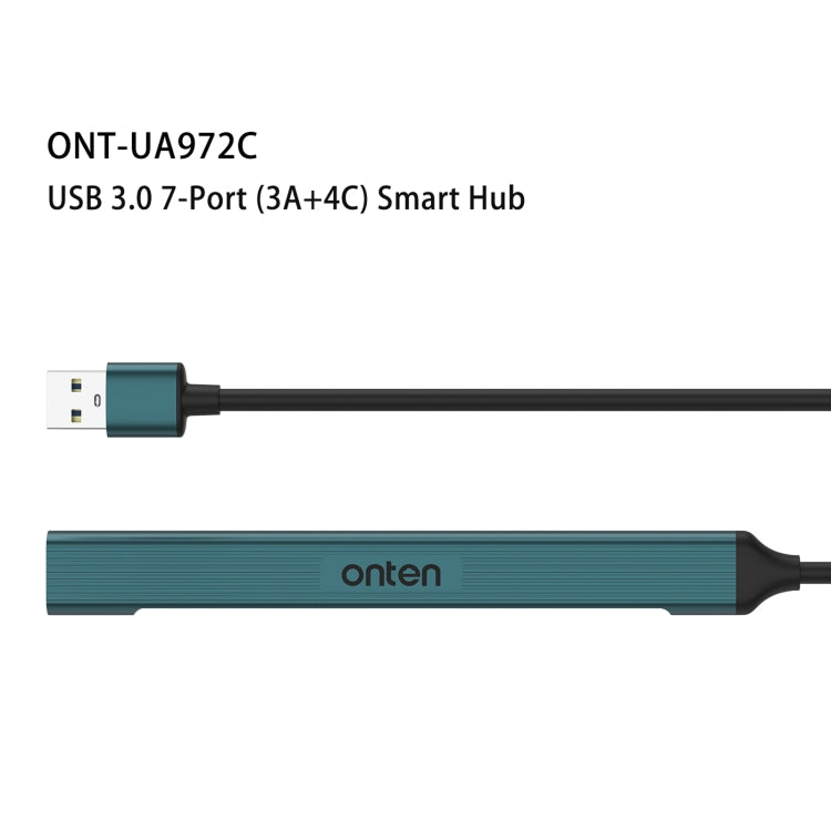 Onten UA972C 7 in 1 USB3.0 to USB3.0 + USB2.0x2 + Type-Cx4 HUB Docking Station - Pine Green