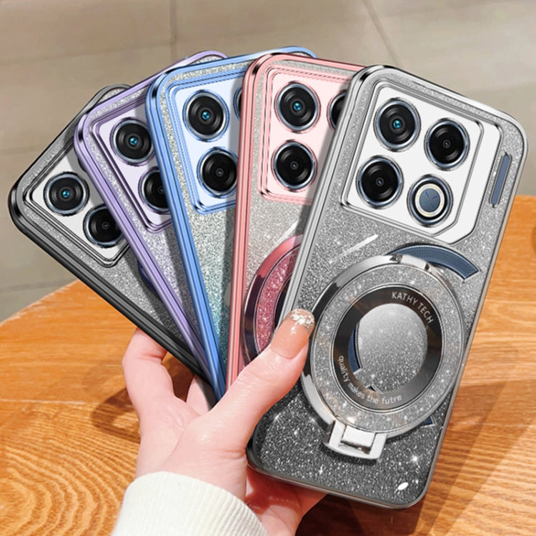 For Infinix GT 20 Pro Plated Gradient Glitter Round Holder TPU Phone Case