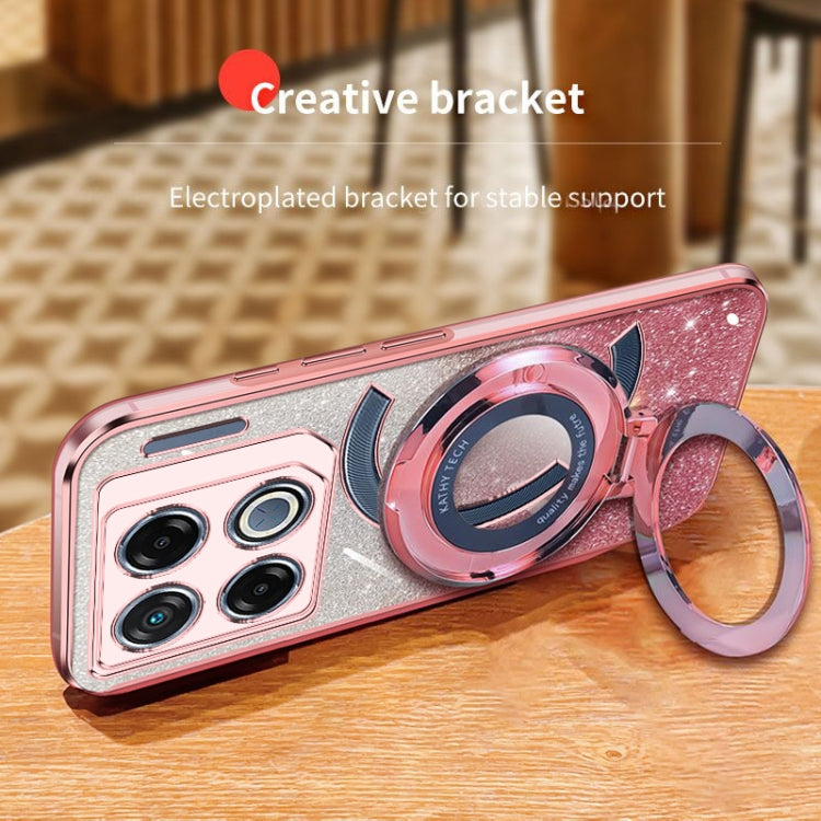 For Infinix GT 20 Pro Plated Gradient Glitter Round Holder TPU Phone Case