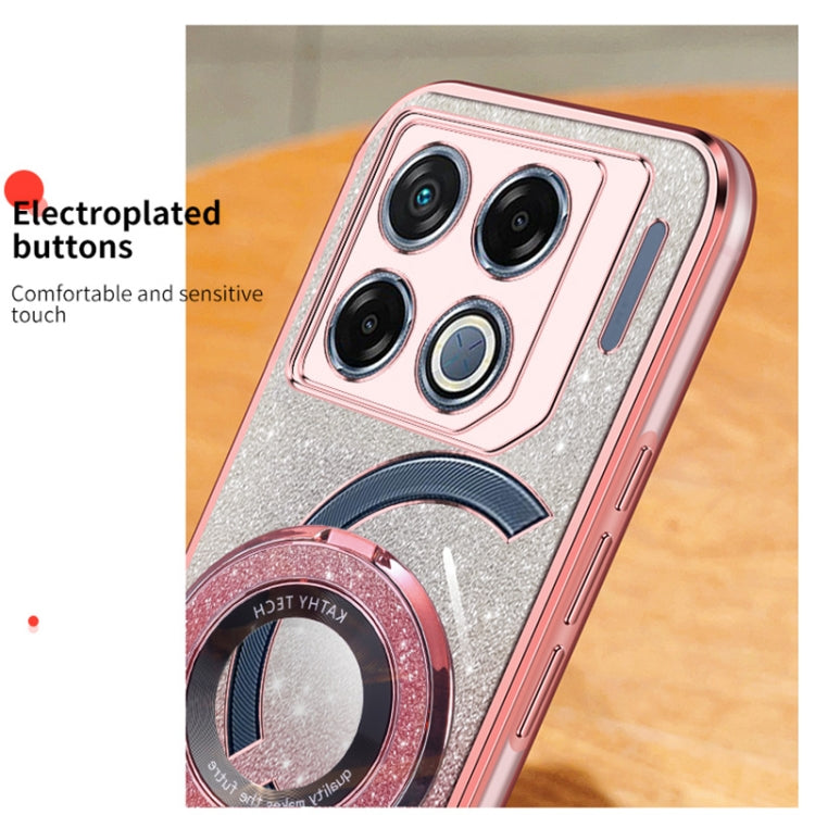 For Infinix GT 20 Pro Plated Gradient Glitter Round Holder TPU Phone Case