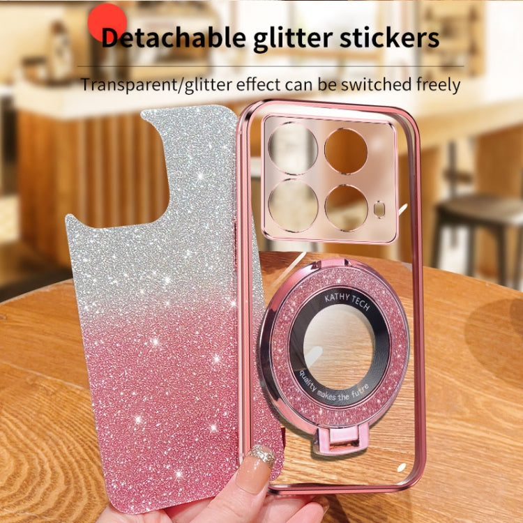 For Infinix Note 40 Plated Gradient Glitter Round Holder TPU Phone Case