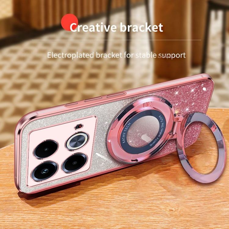 For Infinix Note 40 Plated Gradient Glitter Round Holder TPU Phone Case