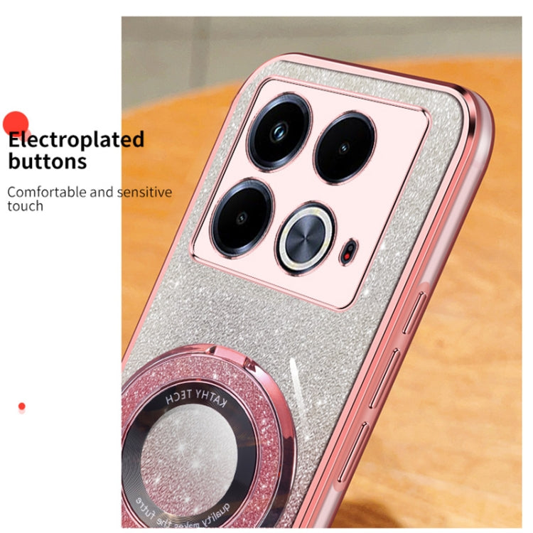 For Infinix Note 40 Plated Gradient Glitter Round Holder TPU Phone Case