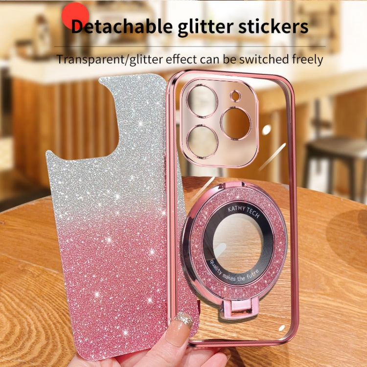 For Infinix Smart 8 / Smart 8 HD Plated Gradient Glitter Round Holder TPU Phone Case