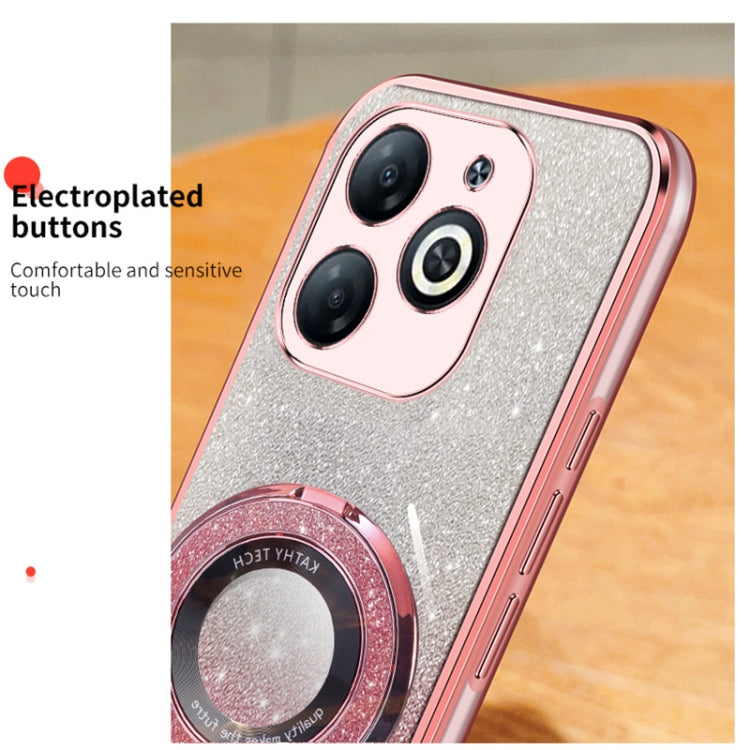 For Infinix Smart 8 / Smart 8 HD Plated Gradient Glitter Round Holder TPU Phone Case