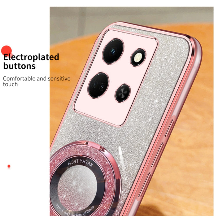 For Infinix Note 30 5G Plated Gradient Glitter Round Holder TPU Phone Case