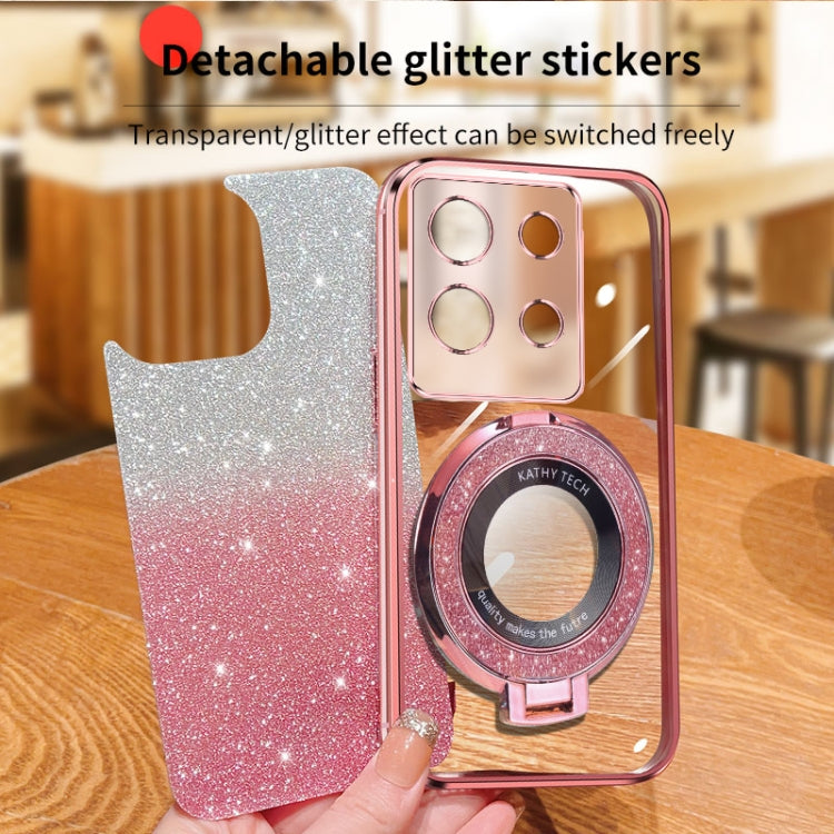 For Infinix Note 30 5G Plated Gradient Glitter Round Holder TPU Phone Case