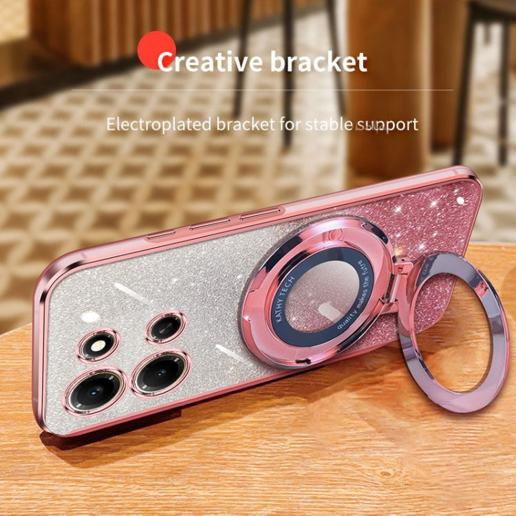 For Infinix Note 30i Plated Gradient Glitter Round Holder TPU Phone Case