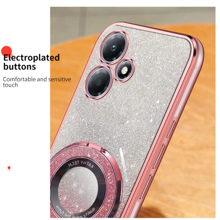 For Infinix Hot 30 Play Plated Gradient Glitter Round Holder TPU Phone Case