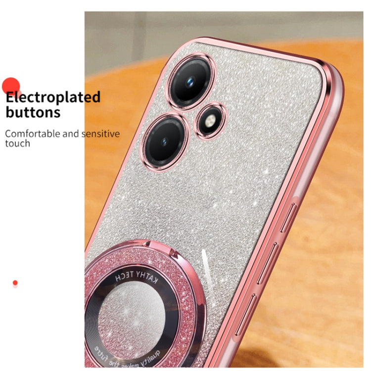 For Infinix Hot 30i Plated Gradient Glitter Round Holder TPU Phone Case