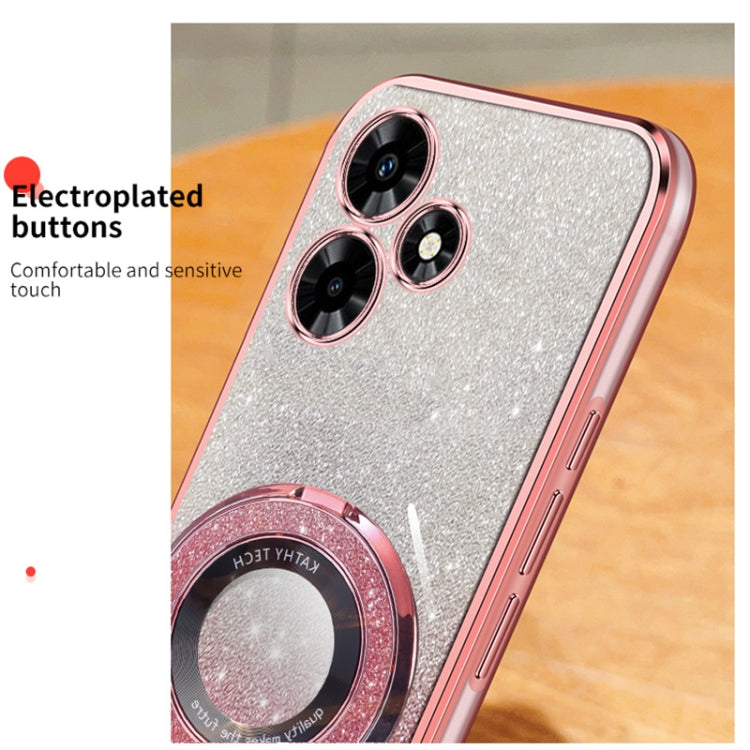 For Infinix Hot 30 Plated Gradient Glitter Round Holder TPU Phone Case