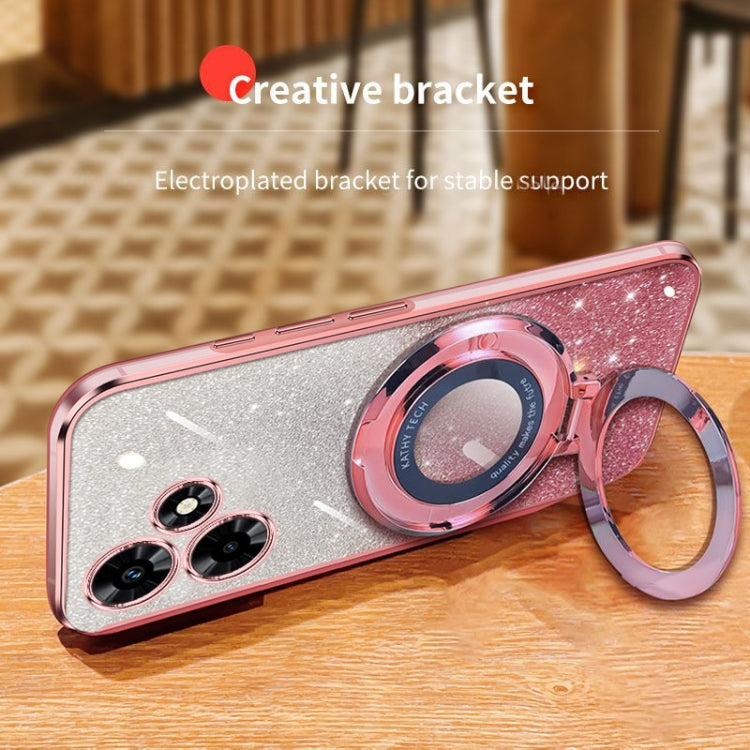 For Infinix Hot 30 Plated Gradient Glitter Round Holder TPU Phone Case
