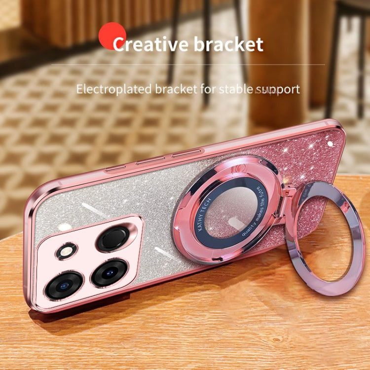For Infinix Smart 7 Plated Gradient Glitter Round Holder TPU Phone Case