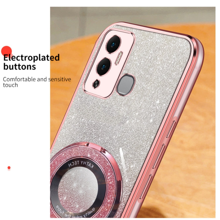 For Infinix Hot 12 Play Plated Gradient Glitter Round Holder TPU Phone Case